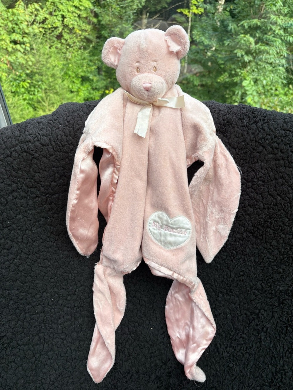 Baby Ganz Pink Bear Security Blanket Comforter My Blankie Satin